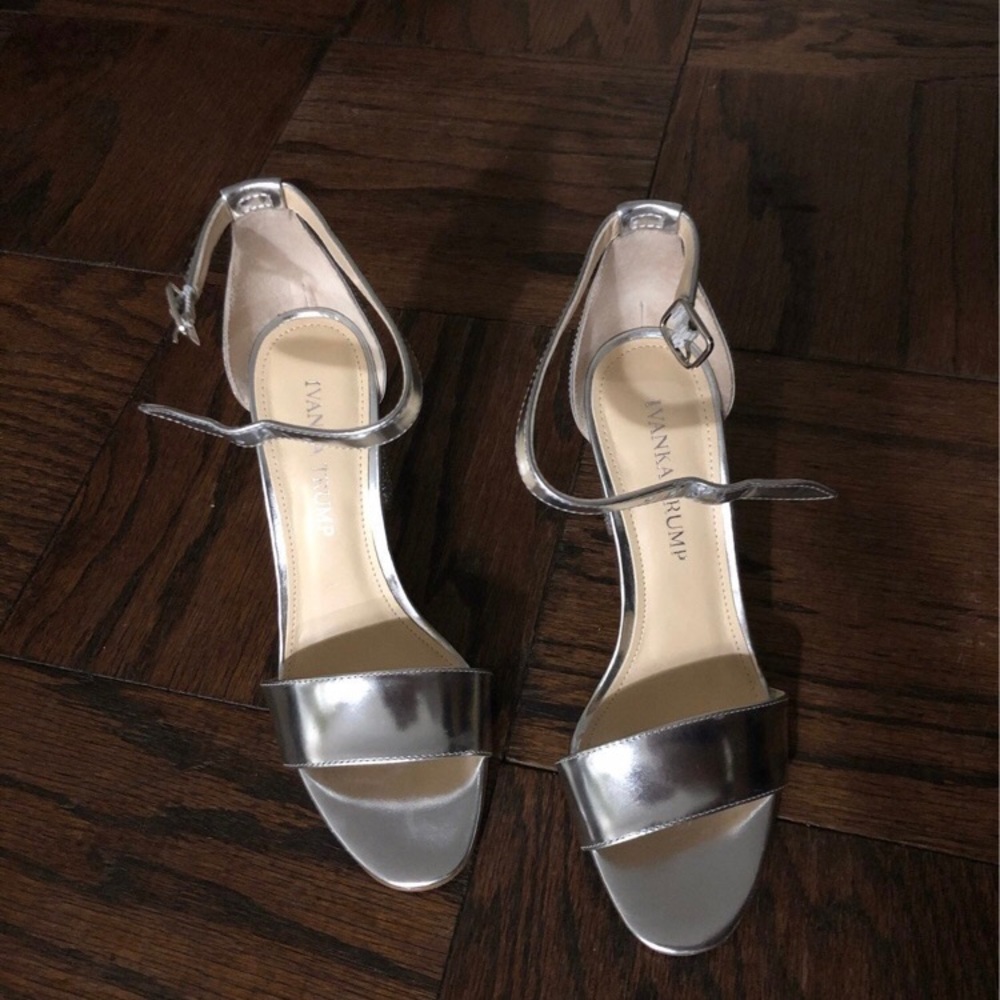 Ivanka Trump Silver Glitter Heels